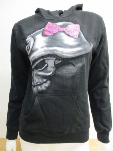 Metal mulisha womens hoody sweatshirt black with skull and bow x-small xs 350519