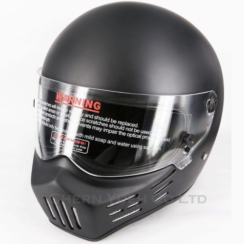 Frp motorcycle bobber full face racing helmet bandit style mat black dot x-large