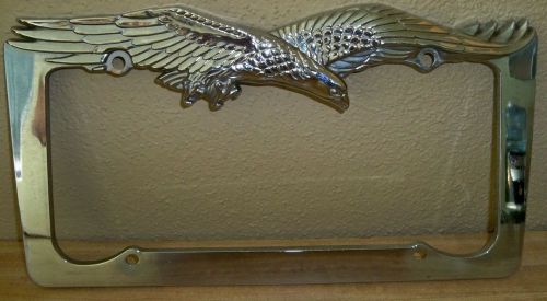 (h) chrome metal eagle car/truck license plate frame holder