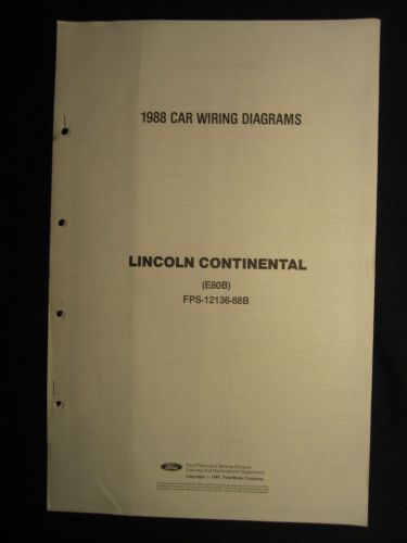 1988 lincoln continental electrical wiring diagrams manual schematics sheet oem