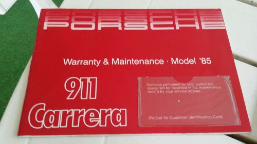 Porsche 1985 911 carrera warranty &amp; maintenance booklet