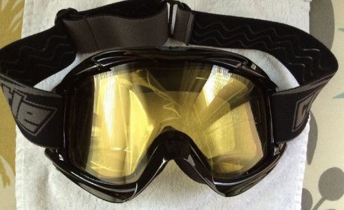 Castle eyewear dual pane launch snowmobile ski goggles black grey yellow lense
