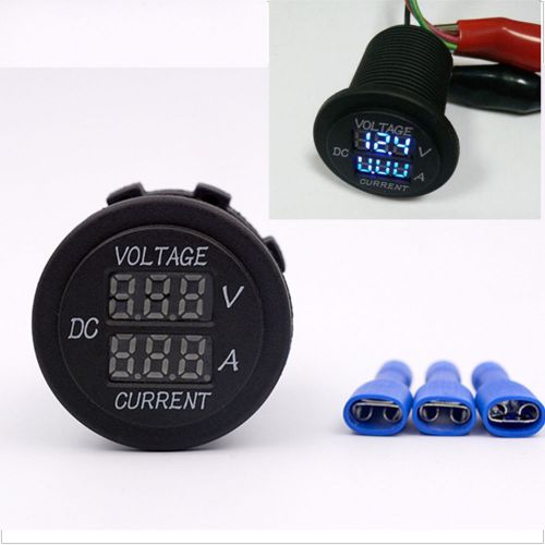 Blue led car motor auto 12v-24v dual digital volt meter gauge voltmeter ammeter