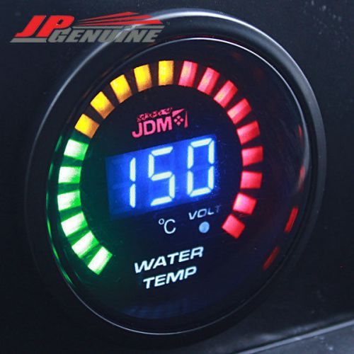 Jdm 2&#034; 52mm water temperature blue digital led smoke tint gauge - universal