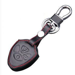 Leather 3 button key chain holder cover case fit for toyota camry corolla avalon