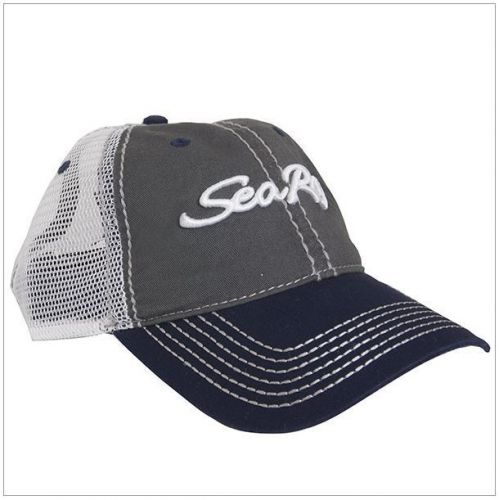 Searay 100% cotton/mesh back adjustable offshore cap hat - charcoal/white