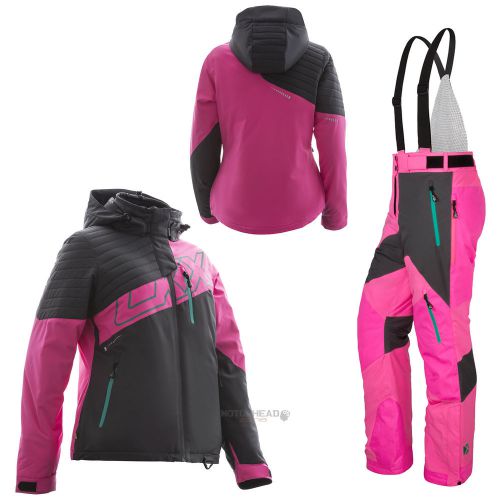 Snowmobile ckx mirage jacket women suit charcoal pink small bib pants snow
