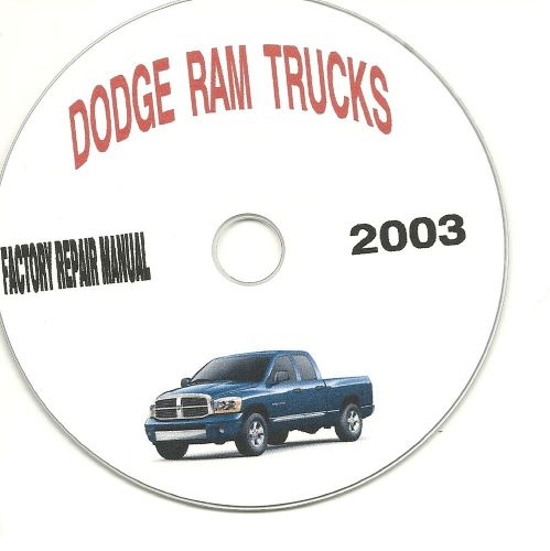 2002 - 2003 dodge ram trucks 1500 2500 3500  service/repair manual cd