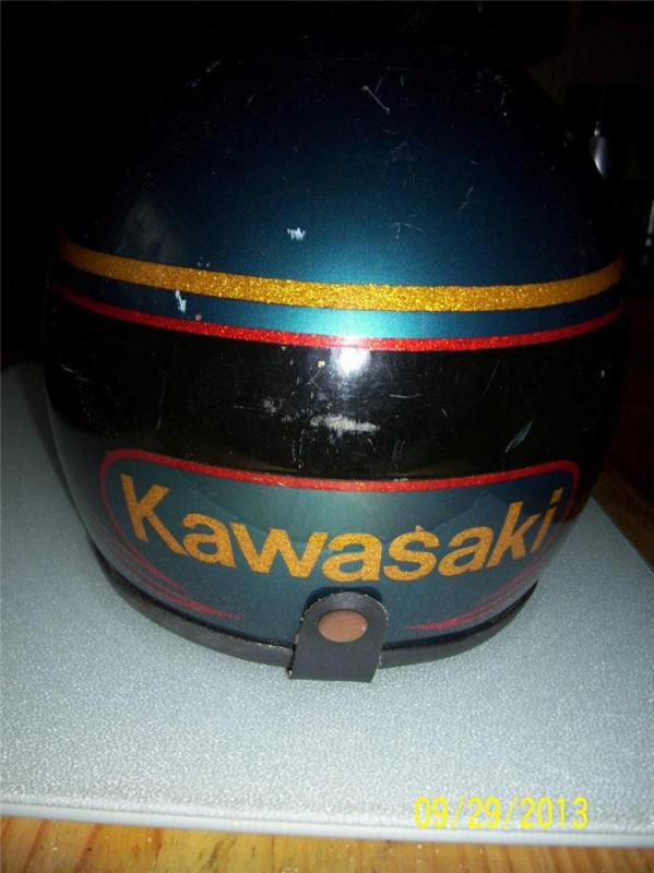 Vintage kawasaki snowmobile helmet & seer double lens face  shield