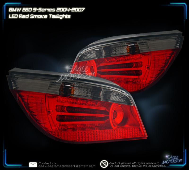 2004-2007 bmw e60 5 series 4dr sedan led red smoke tint tail lights rear lamps