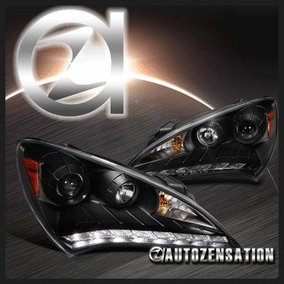 For 10-12 genesis coupe black projector headlights w/ r8 style led drl