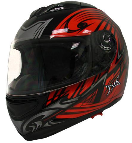 Dual visor smoked sun shield full face motorcycle helmet red tribal ~m/medium