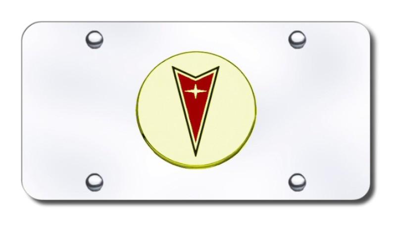 Gm pontiac logo gold on chrome license plate made in usa genuine