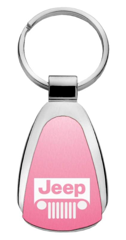 Chrysler jeep grill pink teardrop keychain / key fob engraved in usa genuine