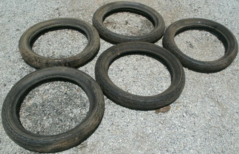 Tires iroquois vintage ml 90-18 set & spare front & rear  nylon tube austin oem