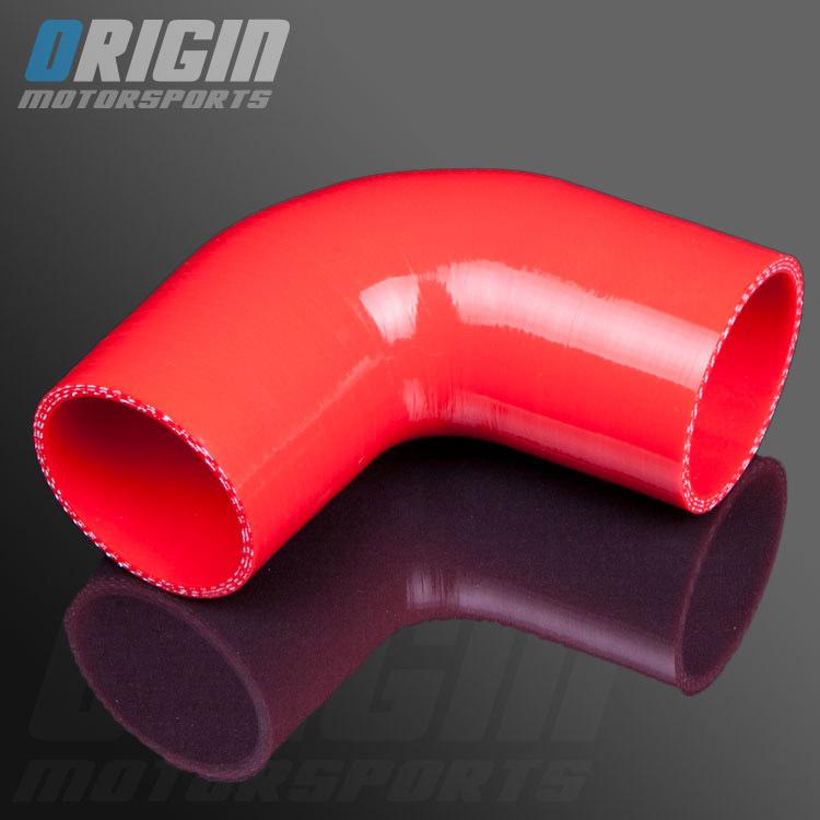 Red 2.5" to 2.5" 90 degree turbo intercooler silicone elbow hose pipe id: 63mm