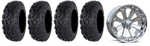 Msa chrome kore 14" atv wheels 30" bajacross tires can-am commander maverick