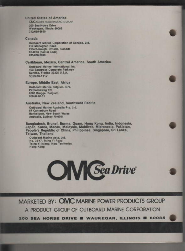 1989 omc sea drive service manual - pn 507763 - very nice - see ad for models