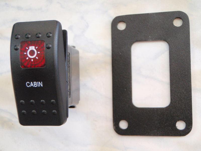 Cabin light switch with psc11bk panel  carling v1d1 1 red lens black contura ii