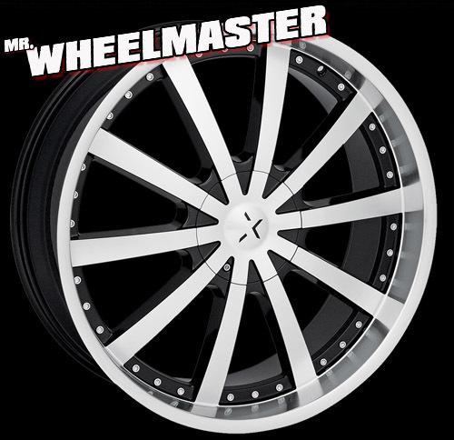  (4) 22 inch wheels starr 526 lord  22x9.5 5x115/120 +15 machine/black
