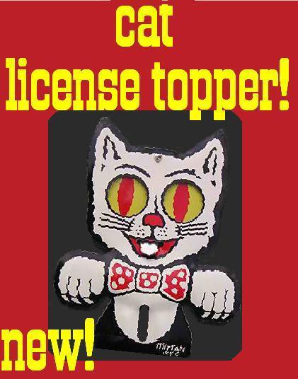 Metal kitty cat tuxedo license plate topper vintage style 100% like original new