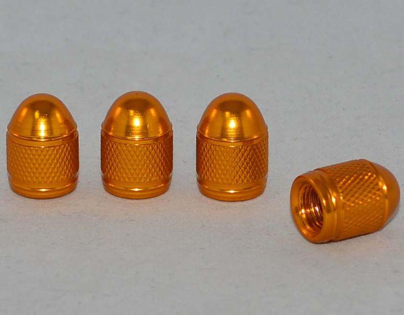 4 gold billet aluminum "knurled" valve stem caps for car truck suv atv rims
