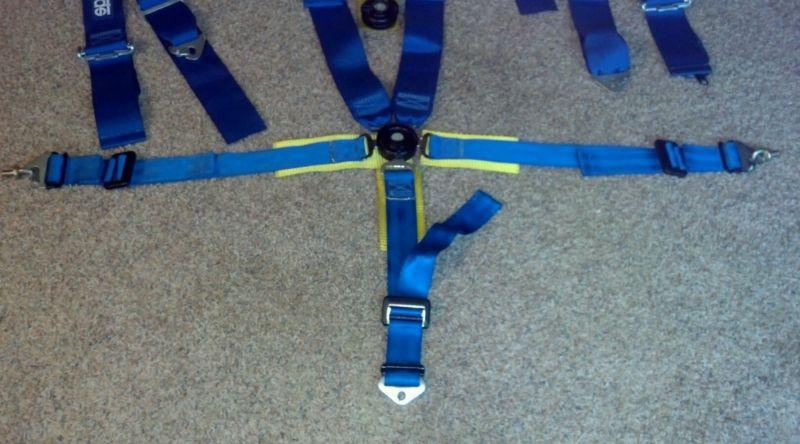 Sparco sl 5 point competition racing seat belts harness blue + plus extra parts