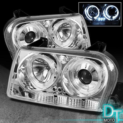05-08 chrysler 300 dual halo projector led headlights lights lamps left+right