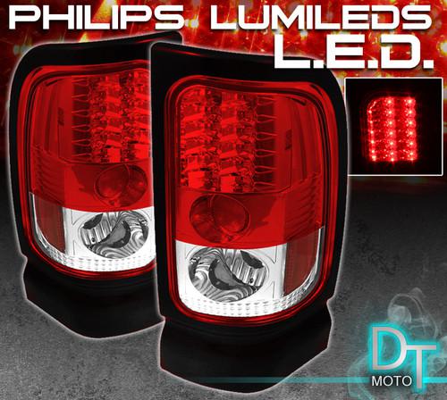 94-01 dodge ram pickup philips-led perform red clear tail lights lamp left+right