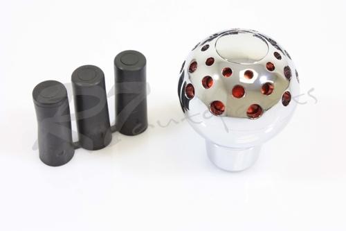 Universal round ergonomic aluminum chrome/red dot metal manual stick shift knob