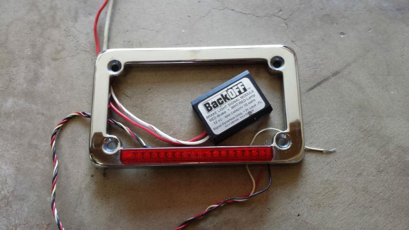 Brake light tag with led blinker frame and backoff switch