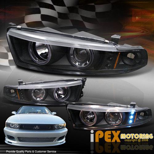 In stock black 1999-2003 mitsubishi galant halo led projector head light lamp