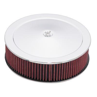 Summit racing chrome air cleaner with reusable filter 14" dia round 239443
