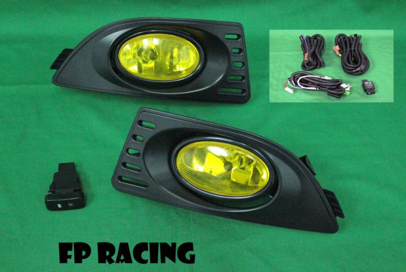05-06 acura jdm rsx yellow glass fog lights kit w/ harness & switch factory fit 