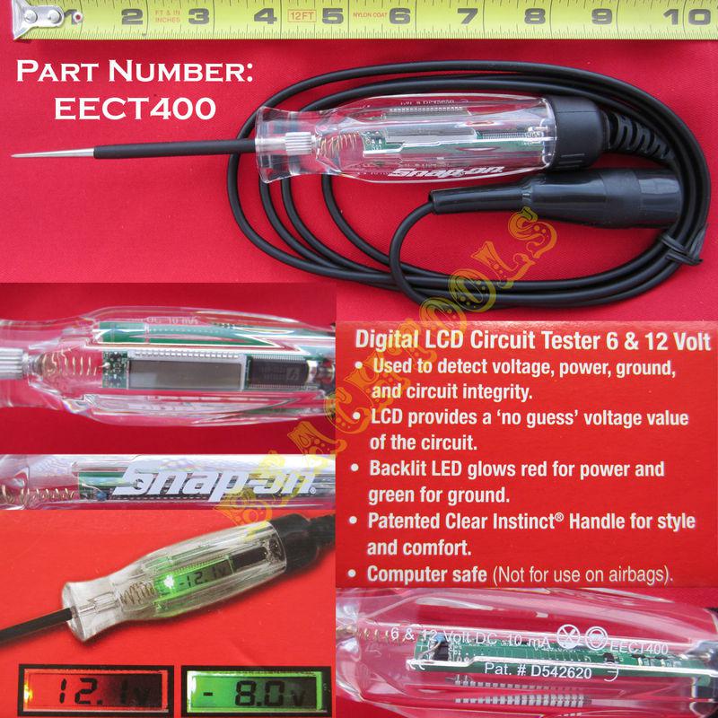 New snap on digtal lcd circuit tester 6 and 12 volt test light - eect400 
