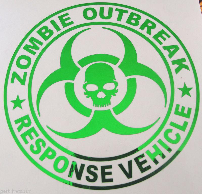 Zombie outbreak response vehicle decal 12"- apocalypse hunter unit team sticker