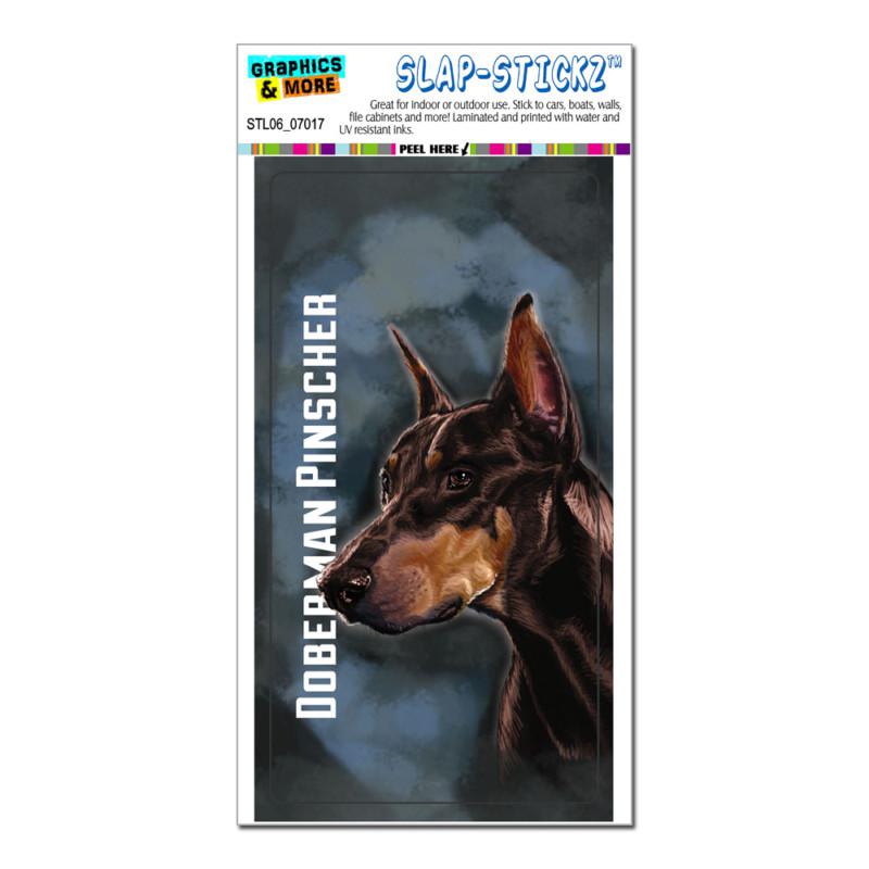 Doberman pinscher red on blue - dog pet - slap-stickz™ window bumper sticker