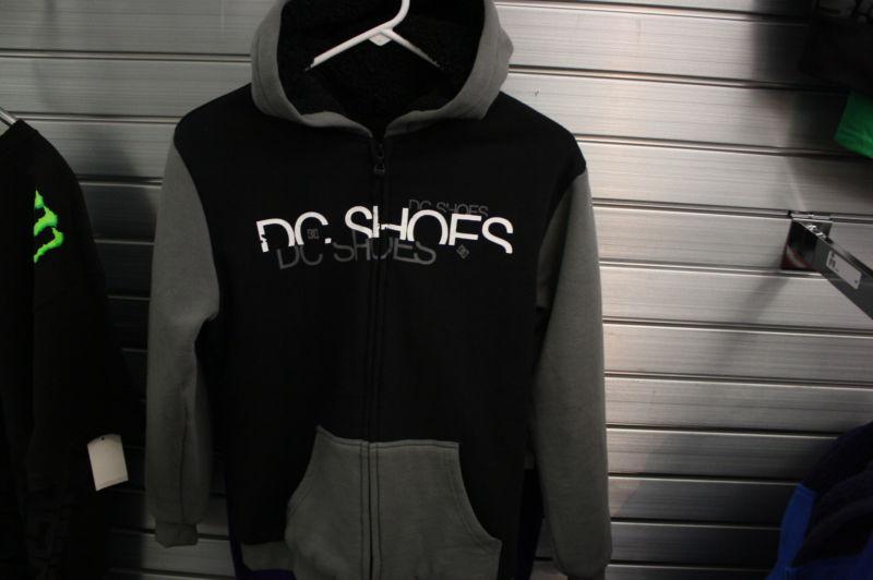 Kids dc shoes lined zipup fleece hoodie black medium