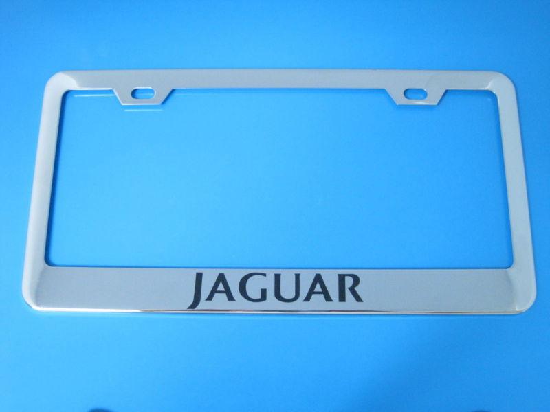 Jaguar superior chrome license frame + screw caps