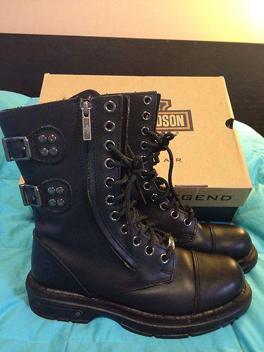 Harley davidson typhoon black leather boots sz 7.5 
