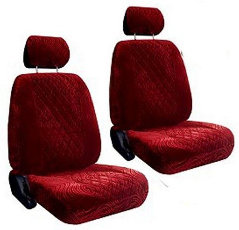 Burgundy red diamond swirl car truck suv low back bucket interior seat covers #3