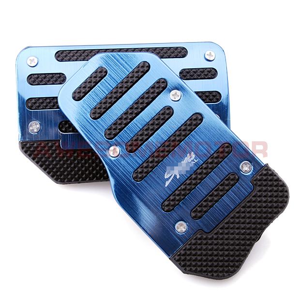 Universal auto sports blue and black stripe non-slip pedal series kit pad cover