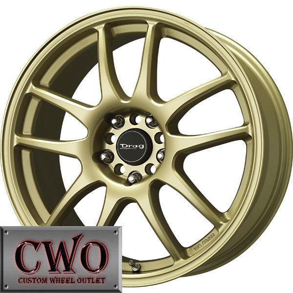 15 gold drag dr-31 wheels rims 4x100/4x114.3 4 lug civic integra versa mini g5
