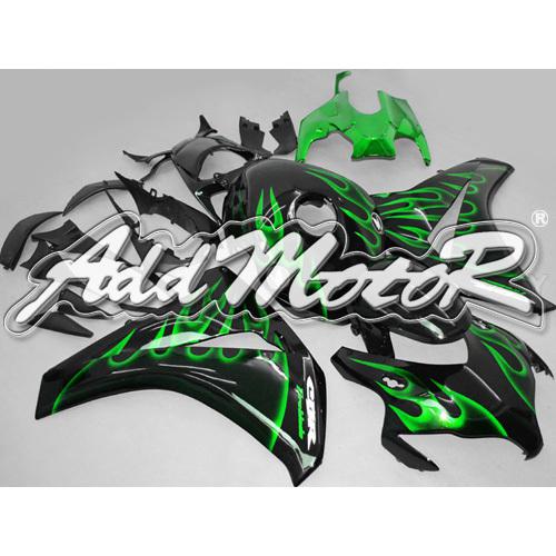 Injection molded fit fireblade cbr1000rr 08-11 green flames black fairing 18n07
