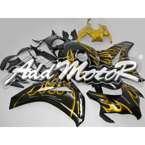 Injection molded fit fireblade cbr1000rr 08-11 gold flames black fairing 18n05