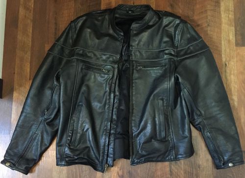 Black vance leather men&#039;s racer motorcycle jacket  with zip out liner and vents