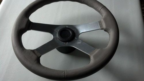 14&#034; grey leather feel marine boat steering wheel 3/4&#034; splinned or tappered hub