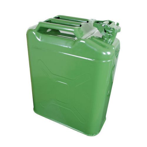 Light green nato jerry can 5 gallon racing steel fuel gas tank container w spout
