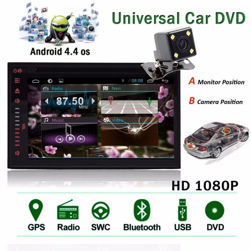 Android 4.4 7&#034;2din indash car dvd radio stereo player wifi 3g gps +tablet+camera
