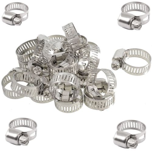 10 pcs stainless steel drive hose clamps silicone fuel line worm clips 3/8&#034;-1/2&#034;
